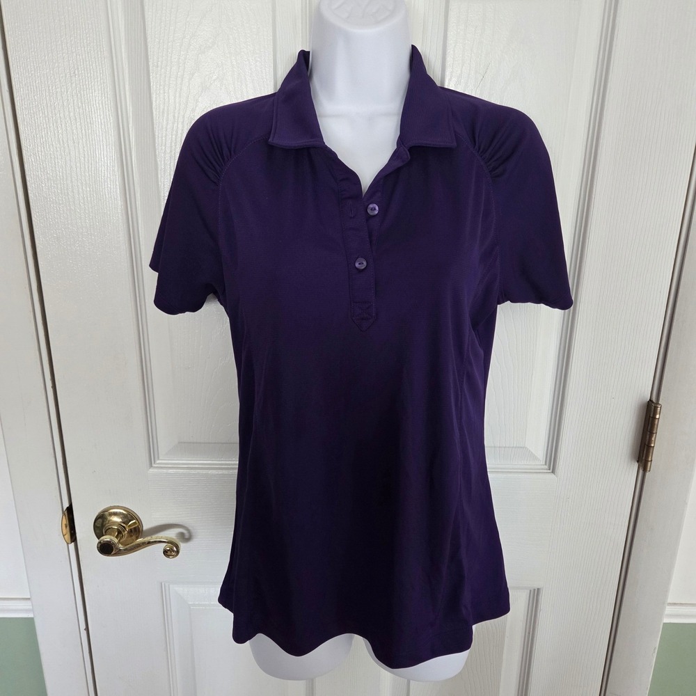 Cutter & Buck Women Purple CB DryTec Short Sleeve Polo Shirt Sm Golf Tennis Prep